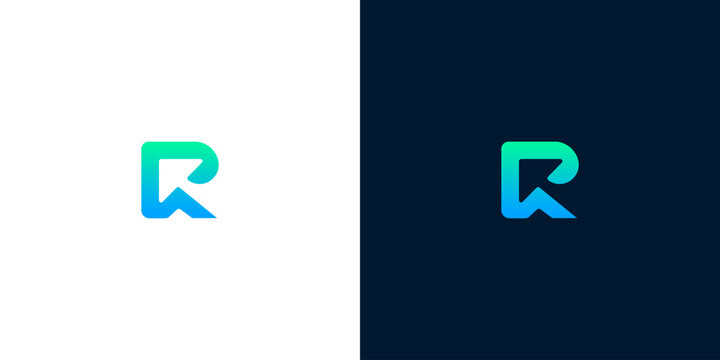 Sleek and Dynamic 'R' Monogram Logo with Upward Arrow Motif, Representing Progress, Innovation, and Modern Corporate Identity