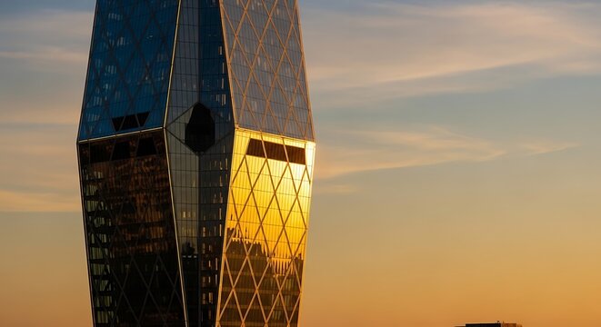 Kuwait City Modern Skyscraper Sunset.
