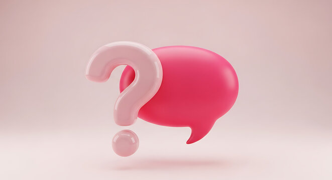 Pink speech bubble icon with a question mark symbol question communication dialogue illustration information