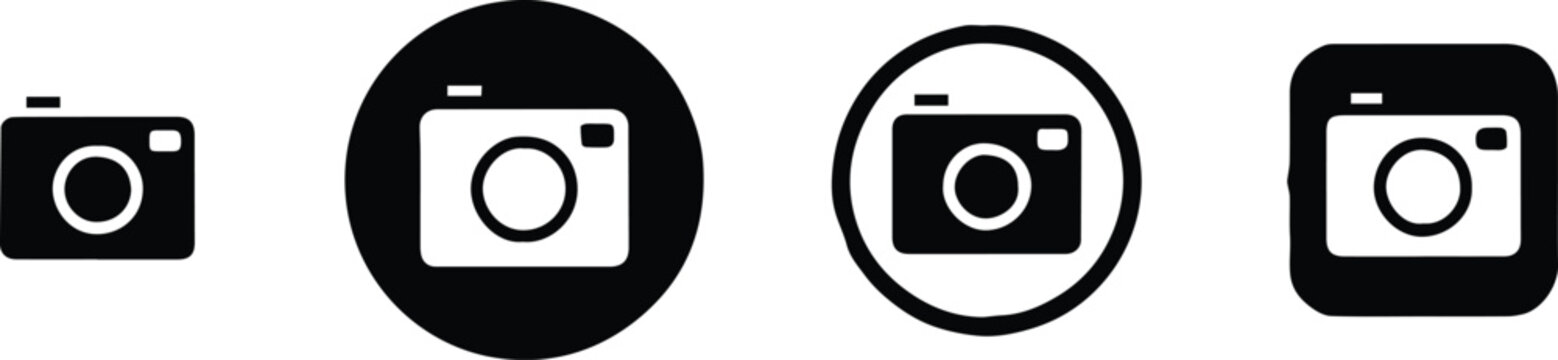 camera icon set black white vector symbols for ui interface