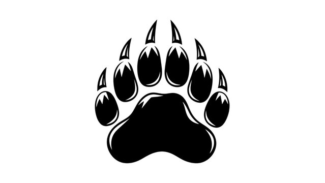 Black and White Bear Paw Print Graphic Icon
