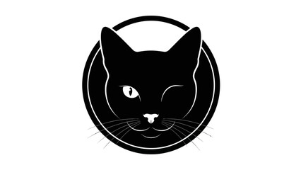 Fototapeta premium Minimalist Winking Cat Vector Logo Design