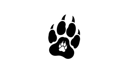 Black and White Paw Print Graphic with Small Inner Paw Silhouette © ISLAH