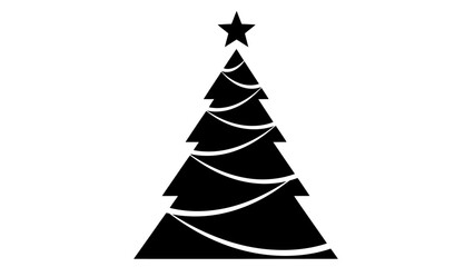 Fototapeta premium Minimalist Black Christmas Tree Silhouette with Star