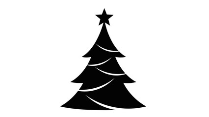 Obraz premium Minimalist Black Christmas Tree Silhouette with Star