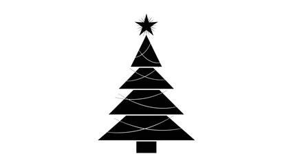 Fototapeta premium Minimalist Black Christmas Tree Silhouette with Star Icon