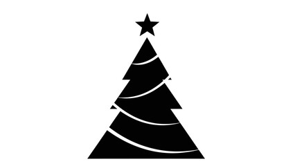 Fototapeta premium Minimalist Black Christmas Tree Silhouette with Star Icon