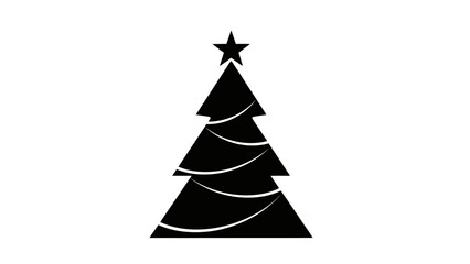 Obraz premium Minimalist Black Christmas Tree Icon with Star