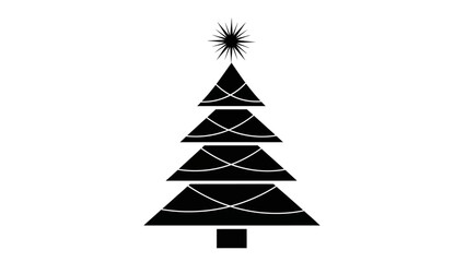 Obraz premium Minimalist Black Christmas Tree Silhouette with Star