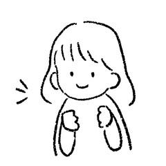 Fototapeta premium やる気に満ちた女性の手描きの線画イラスト