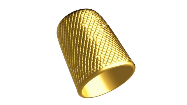 A gold thimble on transparent background