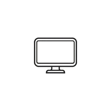 Simple black line art computer monitor icon