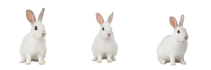 Cute Little White Rabbit Bunny Sitting Transparent PNG Domestic Easter Furry Animal Design Asset © new