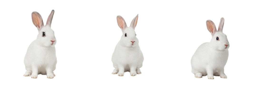 Cute Little White Rabbit Bunny Sitting Transparent PNG Domestic Easter Furry Animal Design Asset