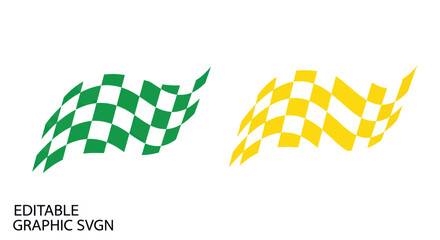 Fototapeta premium Green and Yellow Checkered Flags Waving - Racing, Victory, Sport Symbols
