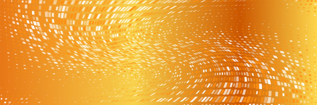 Gold disco party pattern. Yellow square sequin mosaic texture background. Abstract golden shining glitter halftone wallpaper. Pop up comic sparkling glitter backdrop.