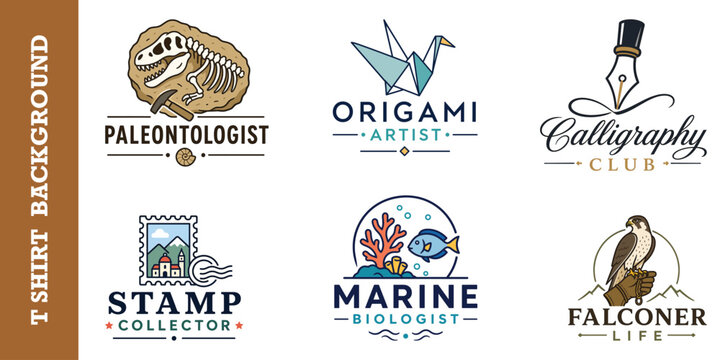 Detailed professional and scientific hobby logo set for t-shirt graphics and printables.