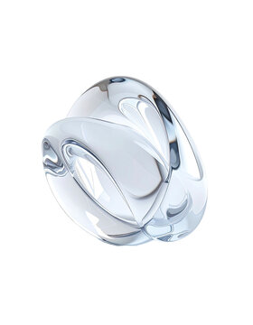 A semi-transparent abstract sculpture of flowing, interconnected shapes