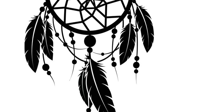 Minimalist Black Dreamcatcher Silhouette Vector Illustration