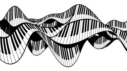 Abstract Music Waves with Piano Keys Illustration © kiki__