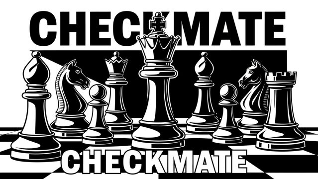 Checkmate Chess Concept with Pieces on Board