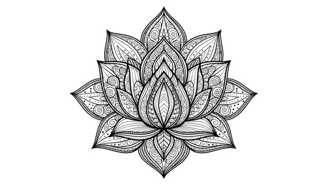 Intricate Hand Drawn Lotus Flower Mandala Illustration