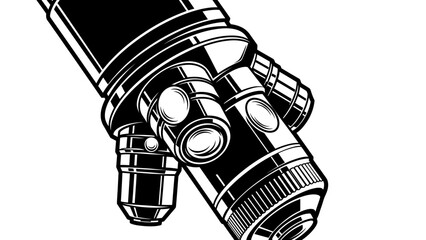Black and White Illustration of Microscope Objective Lenses © kiki__