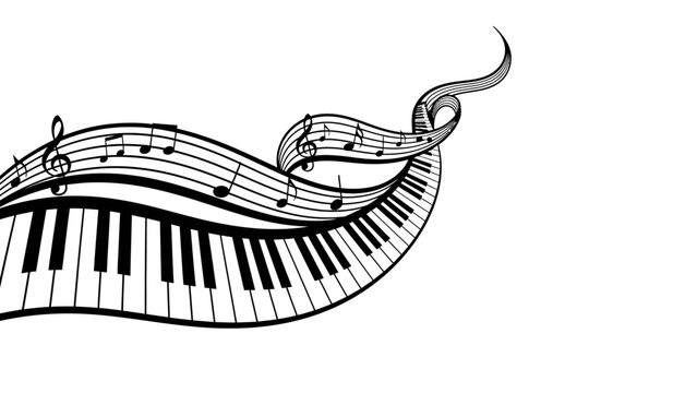 Abstract Musical Design with Piano Keys and Music Notes