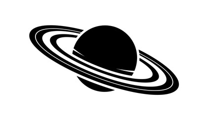 Minimalist Saturn Planet Icon Silhouette © kiki__