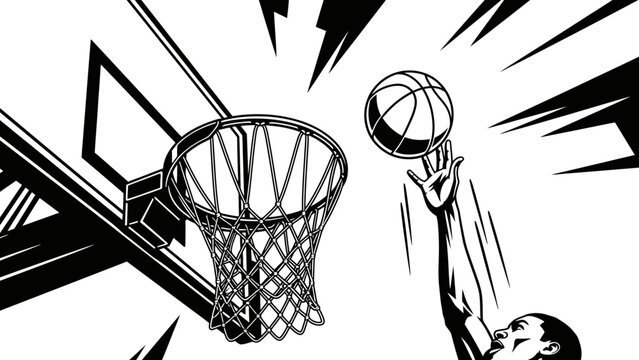 Basketball Player Shooting a Layup Illustration