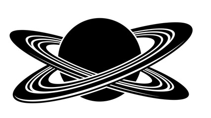 Minimalist Black Saturn Planet Icon with Rings © kiki__
