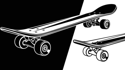 Black and White Skateboard Vector Illustration Set © kiki__
