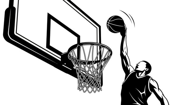 Basketball Player Slam Dunking Illustration