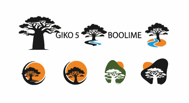 African Baobab Tree Logos Set: Nature, Africa, Eco, Organic & Travel Concepts