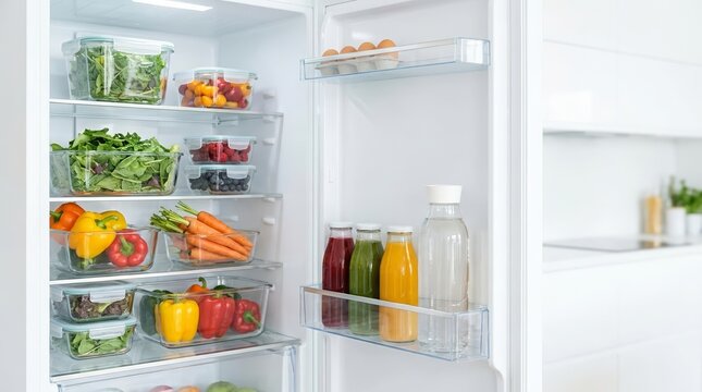 Organized healthy kitchen concept promoting clean eating, food preparation, and wellness lifestyles