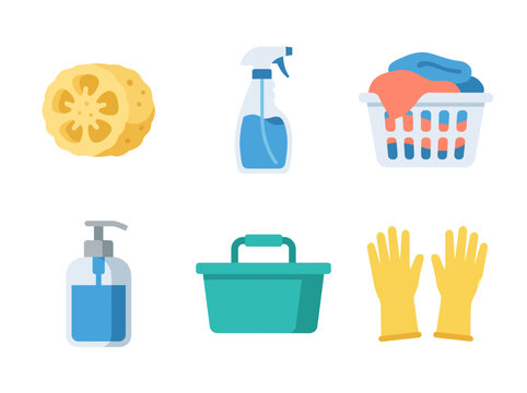 This image displays essential household cleaning supplies and tools designed for efficiency, illustrating the need for cleanliness and maintenance in daily life.