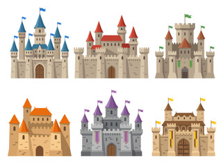 A stunning collection of fantasy castles, complete with turrets and flags, evoking a sense of wonder and adventure in enchanted realms and historical narratives. © jiacheng zhao