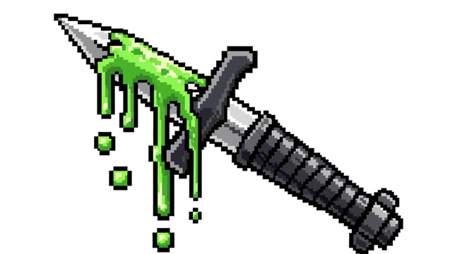 Pixel Art Dagger Dripping With Green Goo.