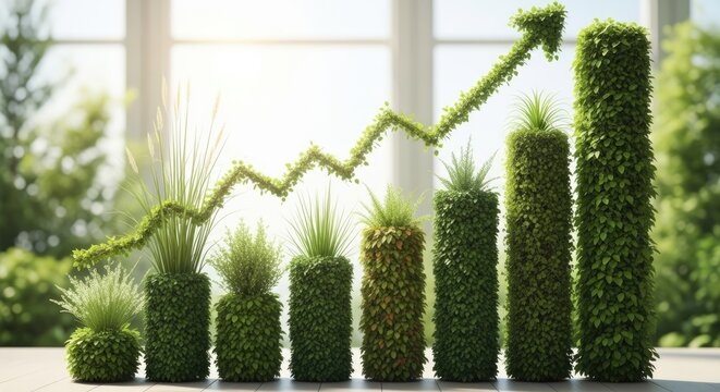 eco friendly growth chart, green plant graph