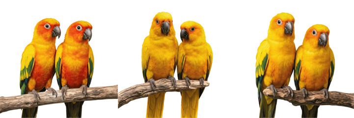 Affectionate Couple Pair Yellow Green Exotic Lovebird Parrots Birds Isolated Transparent PNG Clipart © nova