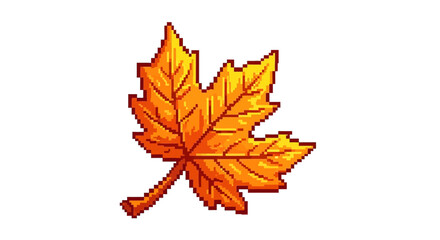 Fototapeta premium Pixel Art Maple Leaf Autumn Season Symbol.