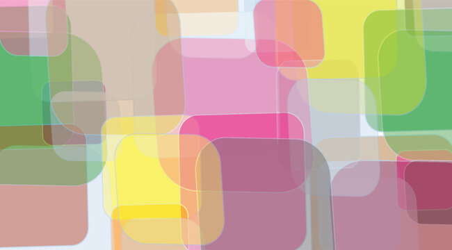 Abstract Rounded Rectangles Overlapping Colorful Background.