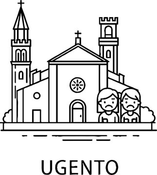 Historical church facade with people in Ugento city
