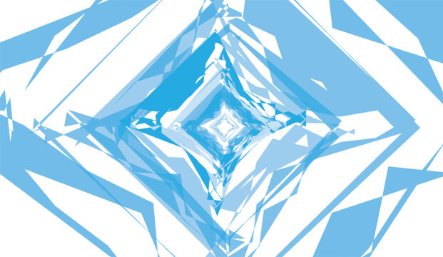 Abstract Blue Diamond Kaleidoscope Tunnel Effect.