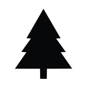 Christmas tree silhouette with black and white flat design white background graphic design