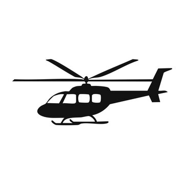 Silhouettes of helicopter with main rotor and tail rotor general aviation helicopter transport