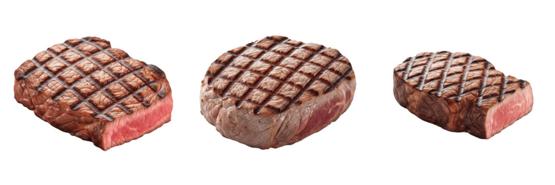 Juicy Grilled Beef Steak Meat BBQ PNG Isolated on Transparent Background for Restaurant Menu Grill Meat Butcher Graphic Design Elements