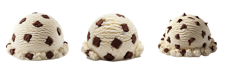 Single Chocolate Chip Ice Cream Scoop PNG Isolated on Transparent Background for Summer Dessert Food Menu Graphic Design © Rama