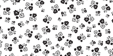 Fototapeta premium Seamless Pattern of Black and White Floral Motifs.