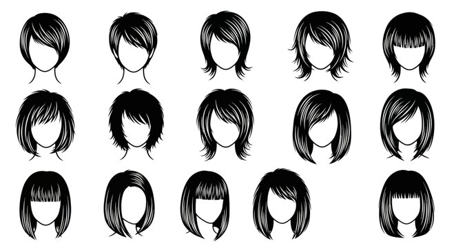 Hairstyle Collection: Modern Womens Haircuts Vector Set